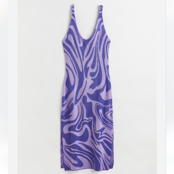 Divided Purple Wavy Y2K, Patterned  Dress - Picture 1 of 6